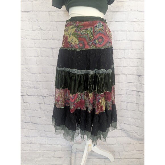 Boho Velvet and Chiffon Maxi Skirt by L Pogee Womens size small fair condition - Picture 1 of 8